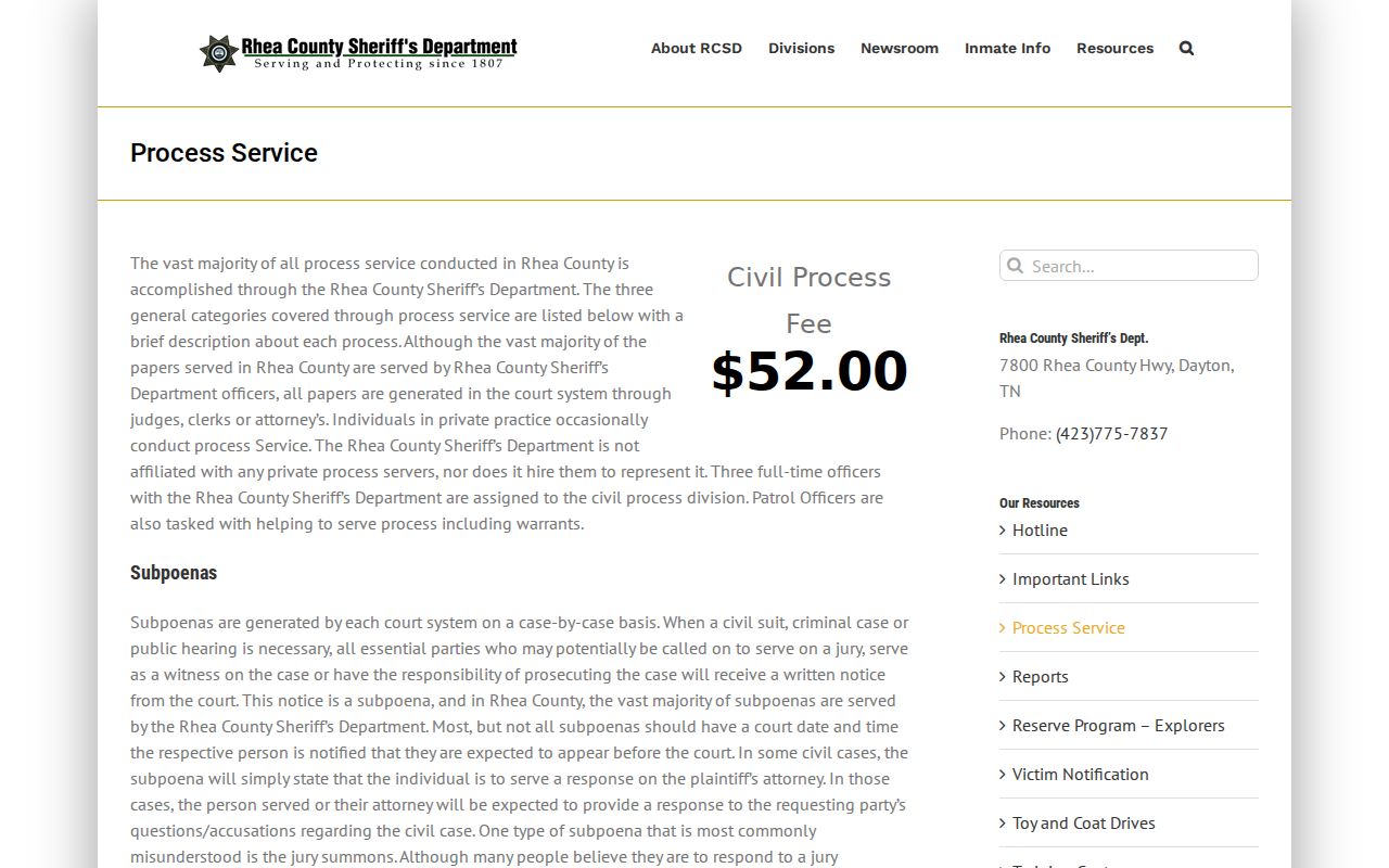Rhea County civil docket process procedures