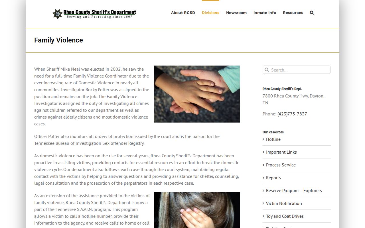 Rhea County criminal court family violence program information