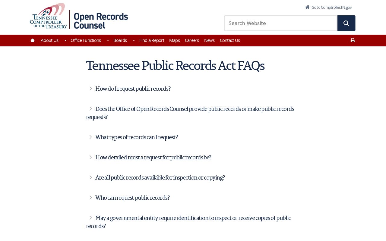 Tennessee Comptroller public records guidance used for Dayton requests